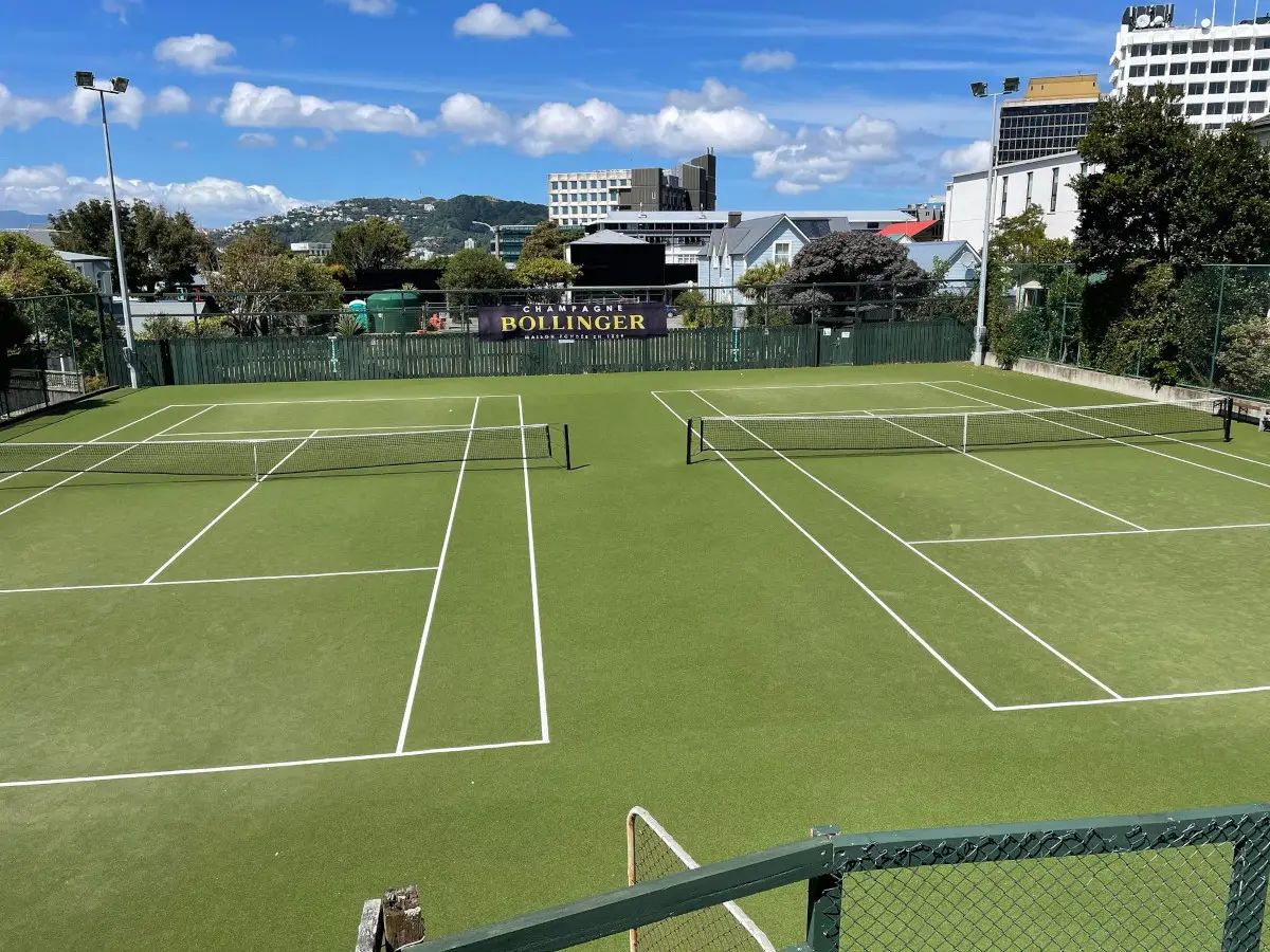 2x astro courts, 1x hard court